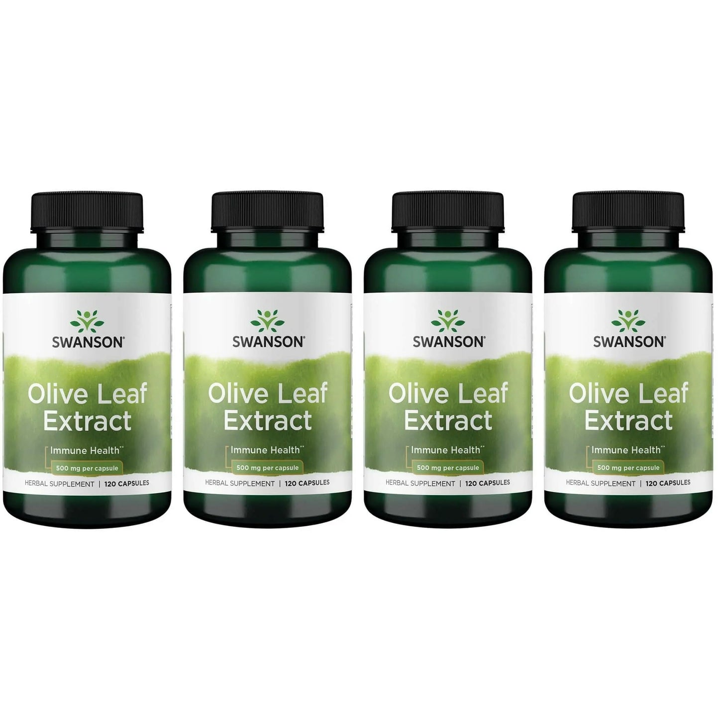 Swanson Olive Leaf Extract Capsules 20% Oleuropein - 4 Bottles (120 x 500 mg)