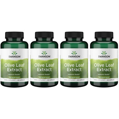 Swanson Olive Leaf Extract Capsules 20% Oleuropein - 4 Bottles (120 x 500 mg)