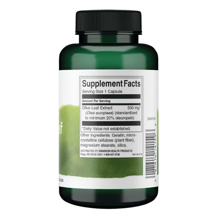 Swanson Olive Leaf Extract Capsules with 20% Oleuropein – 3 Bottles (120 Capsules each, 500 mg)