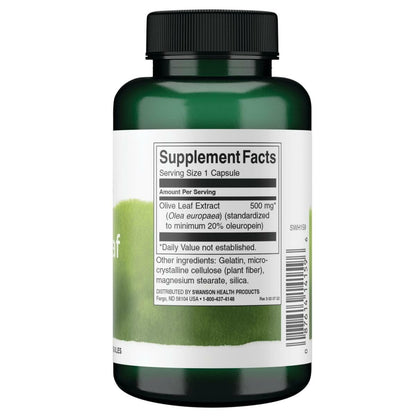 Swanson Olive Leaf Extract Capsules 20% Oleuropein - 4 Bottles (120 x 500 mg)