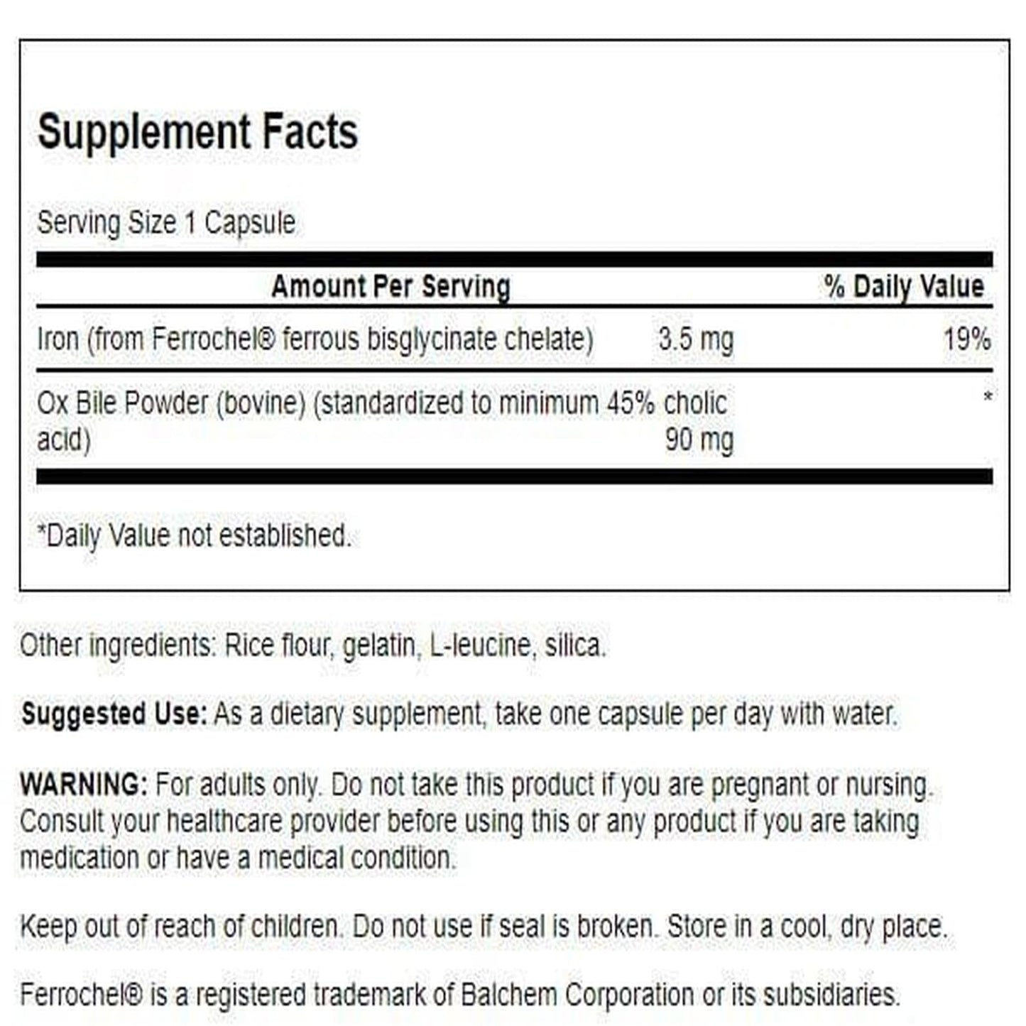 Swanson Ox Bile - Standardized 90 mg | 60 Capsules (1 Pack)