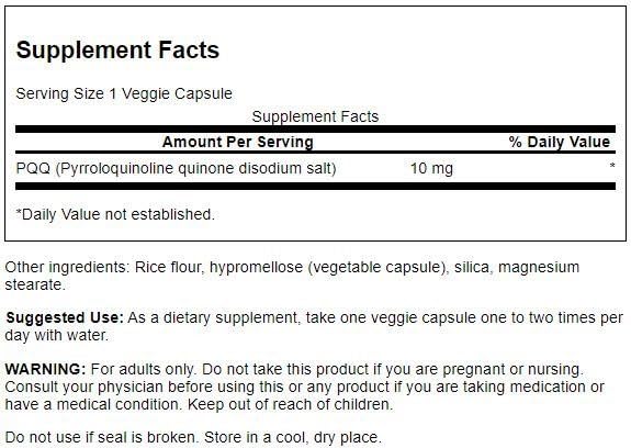 Swanson PQQ 10 mg Pyrroloquinoline Quinone – 30 Veg Capsules | Swanson Health