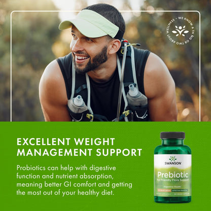 Swanson Prebiotic Capsules – Gut Health & Digestive Support (120 Veggie Capsules, 750 mg) – 4 Pack