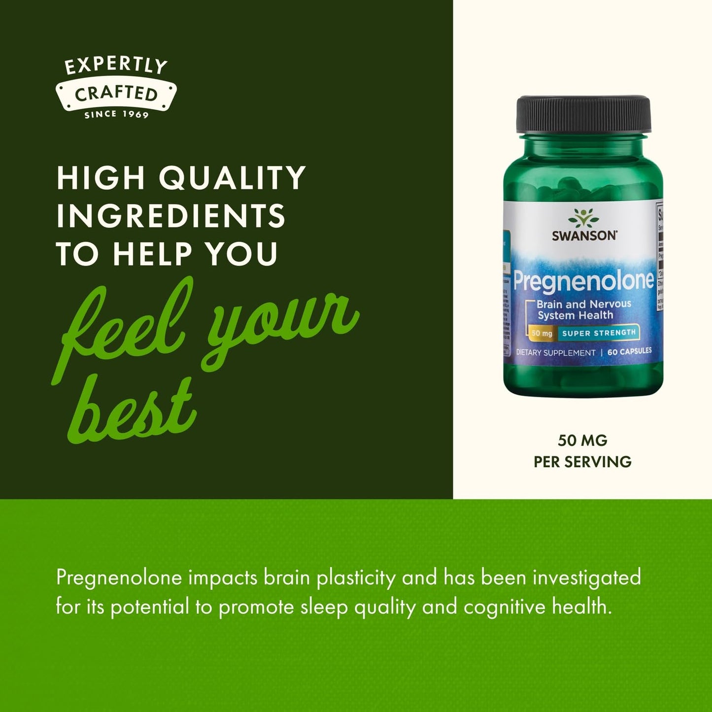 Swanson Pregnenolone - Super Strength 50 mg, 60 Caps (2 Pack)