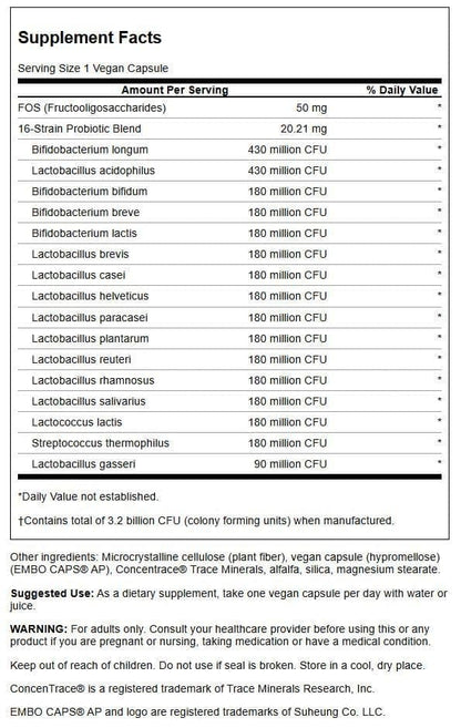 Swanson Dr. Stephen Langer's Formula Probiotic - 16 Strains, 3.2B CFU per Capsule, 60 Veggie Capsules (4 Pack)