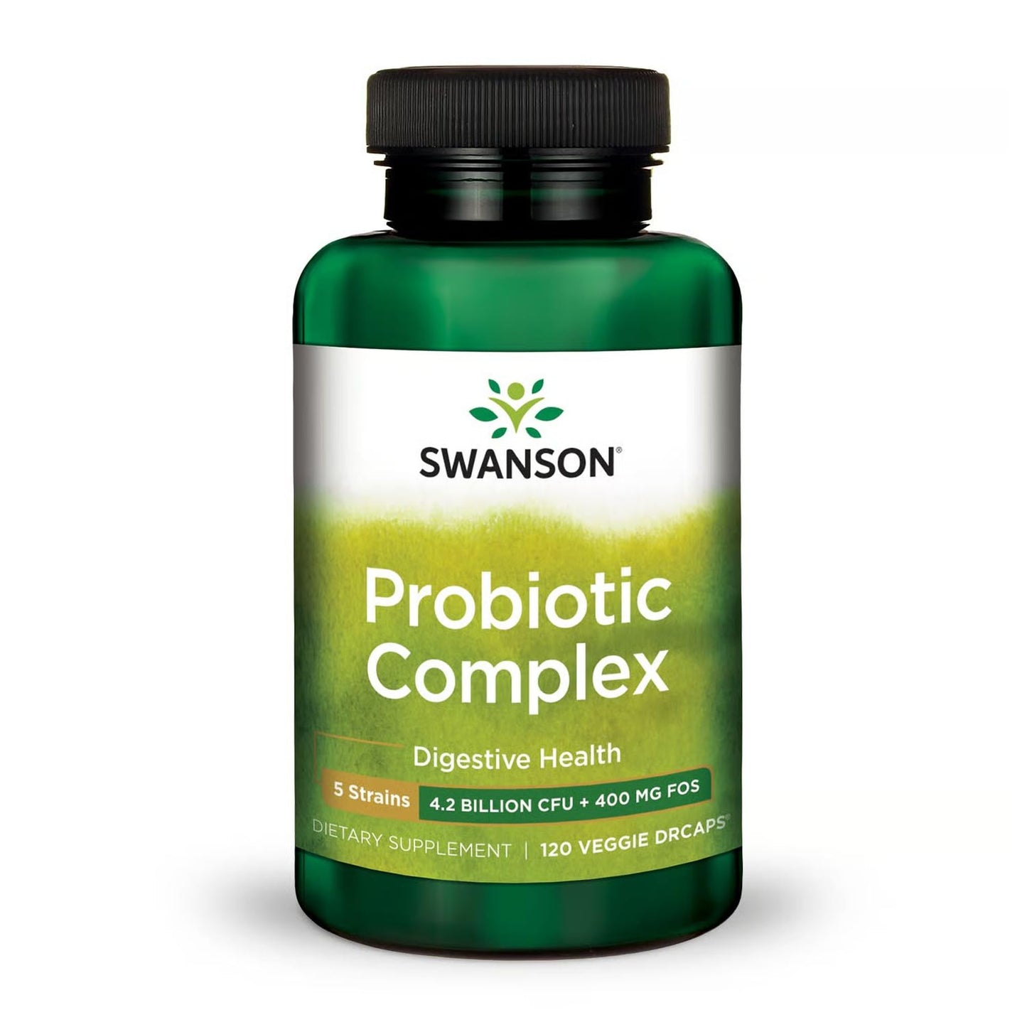 Swanson Probiotic Complex 4.2B CFU, 5-Strain | Digestive Health & Prebiotic FOS | 120 Veggie DRcaps