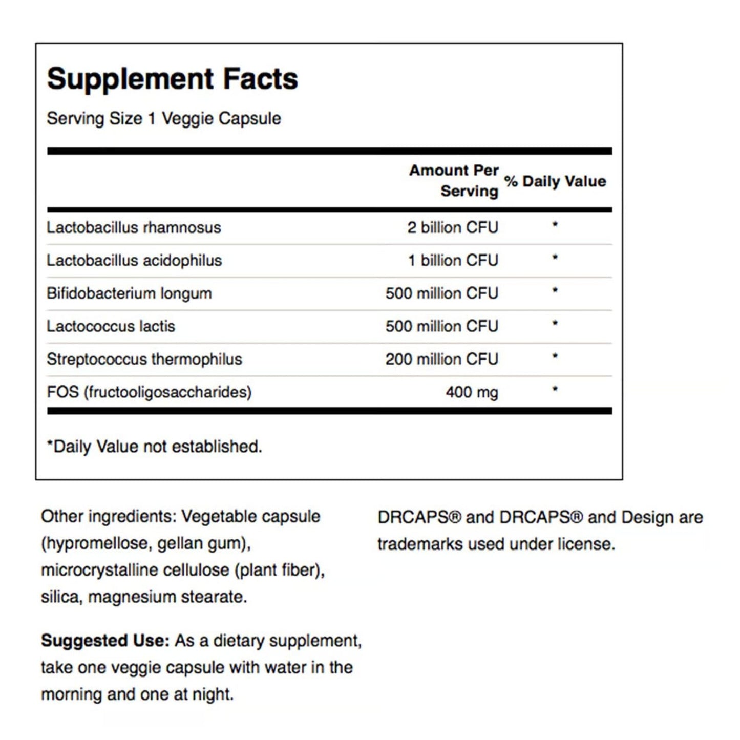 Swanson Probiotic Complex 4.2B CFU, 5-Strain | Digestive Health & Prebiotic FOS | 120 Veggie DRcaps