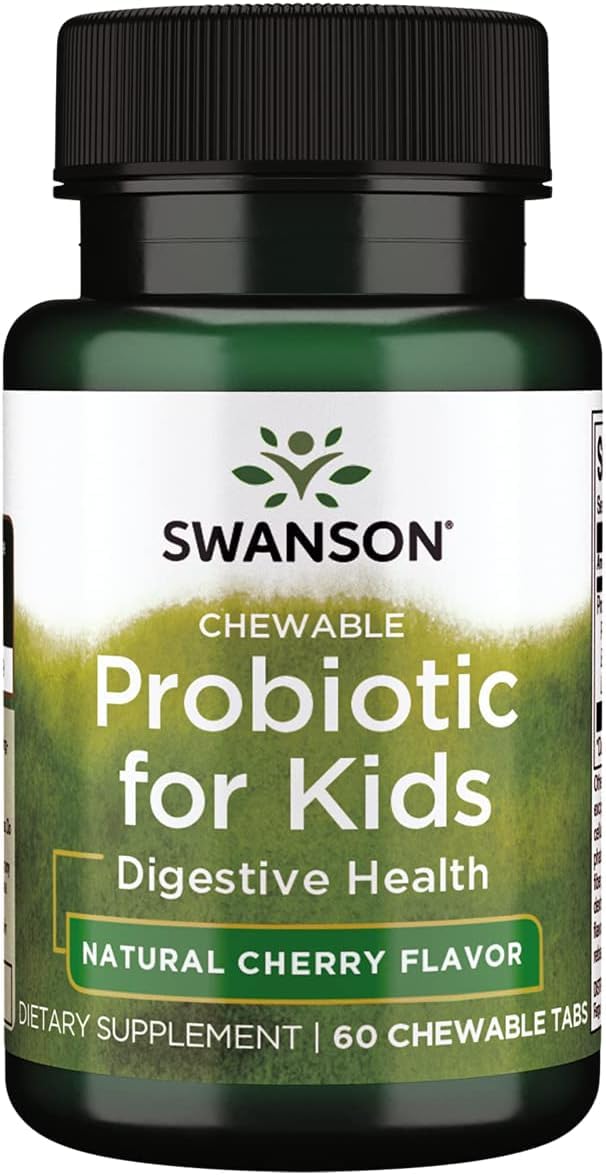 Swanson Probiotic Kids NAT Cherry 60 CHWBL | Sugar-Free Cherry Probiotic for Kids