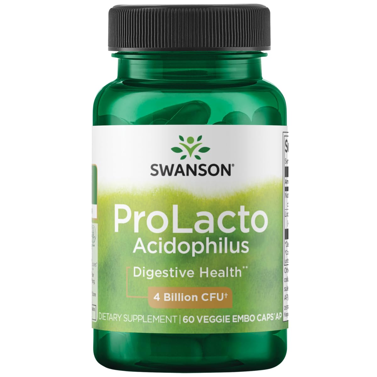 Swanson Prolacto Acidophilus 4 Billion CFU - 60 Veg Capsules | Probiotic Supplement