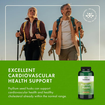 Swanson Psyllium Husk Dietary Fiber Supplement 610 mg - 300 Capsules (3-Pack)