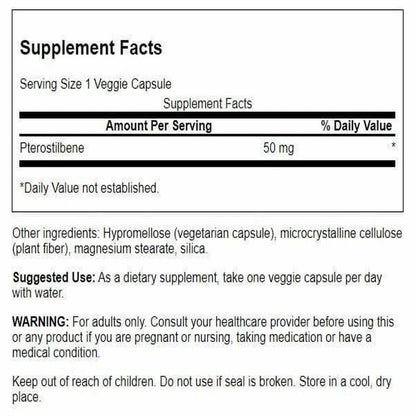 Swanson Pterostilbene 50 mg 30 Veg Caps | Vegetarian Antioxidant Supplement
