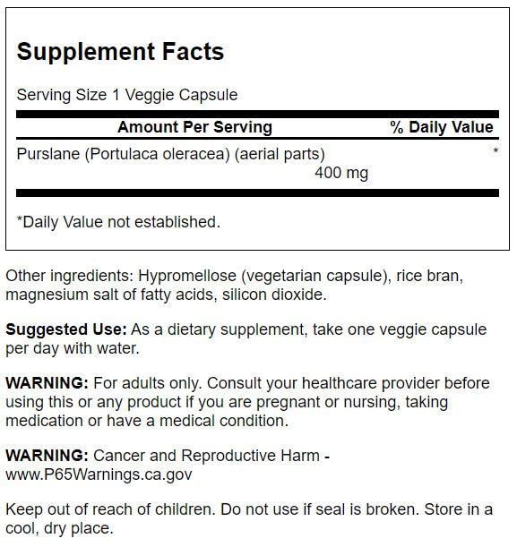 Swanson Full Spectrum Purslane 400 mg - 60 Veg Capsules