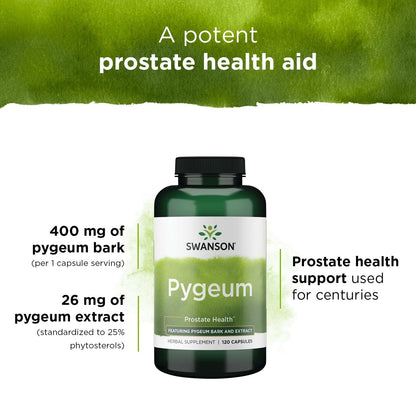 Swanson Pygeum - Men's Health Herbal Supplement (3-Pack, 120 Capsules, 400 mg)