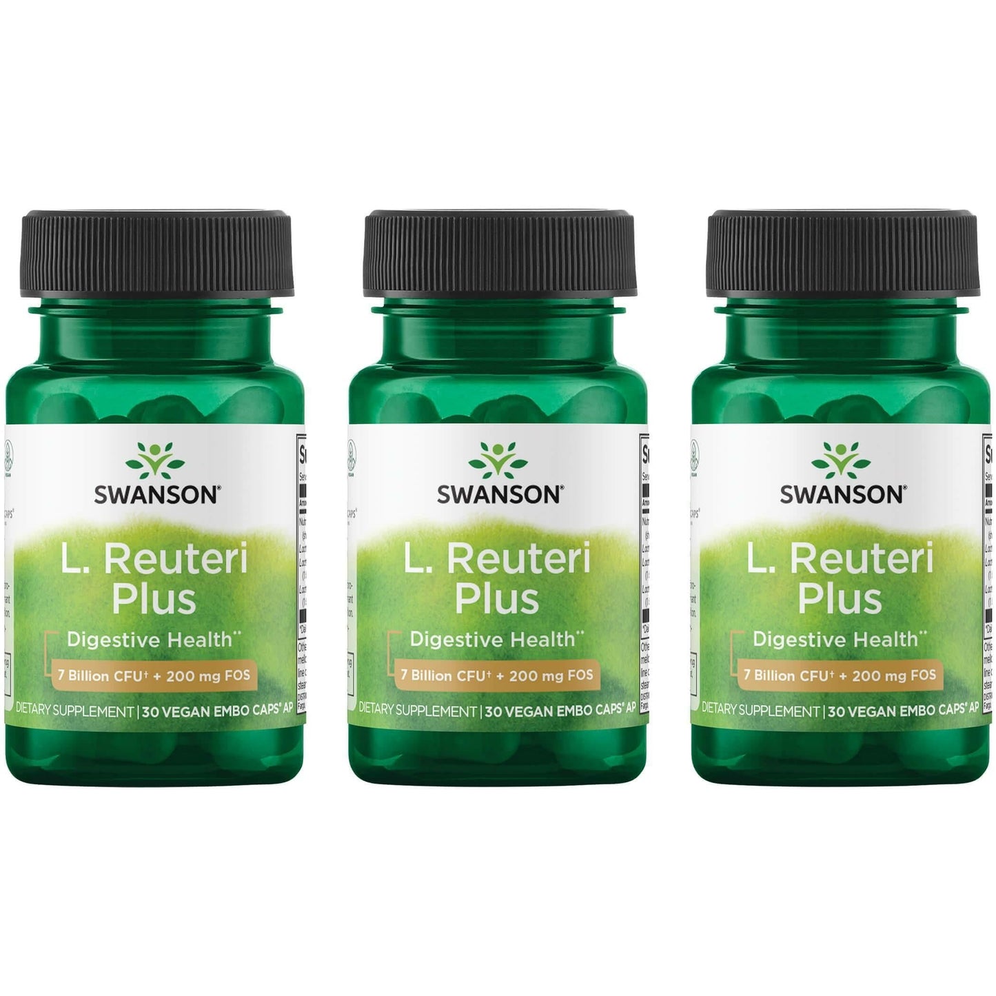 Swanson L. Reuteri Probiotic Plus with L. Rhamnosus & L. Acidophilus + FOS – 7B CFU per Capsule (3 Pack)