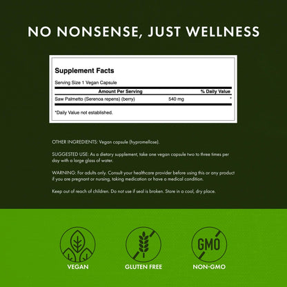 Swanson Saw Palmetto - Prostate Support & Urinary Health (540 mg, 250 capsules) 4 Pack