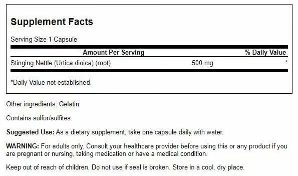 Stinging Nettle Root 500mg Capsules - Swanson (100 Caps) 4 Pack