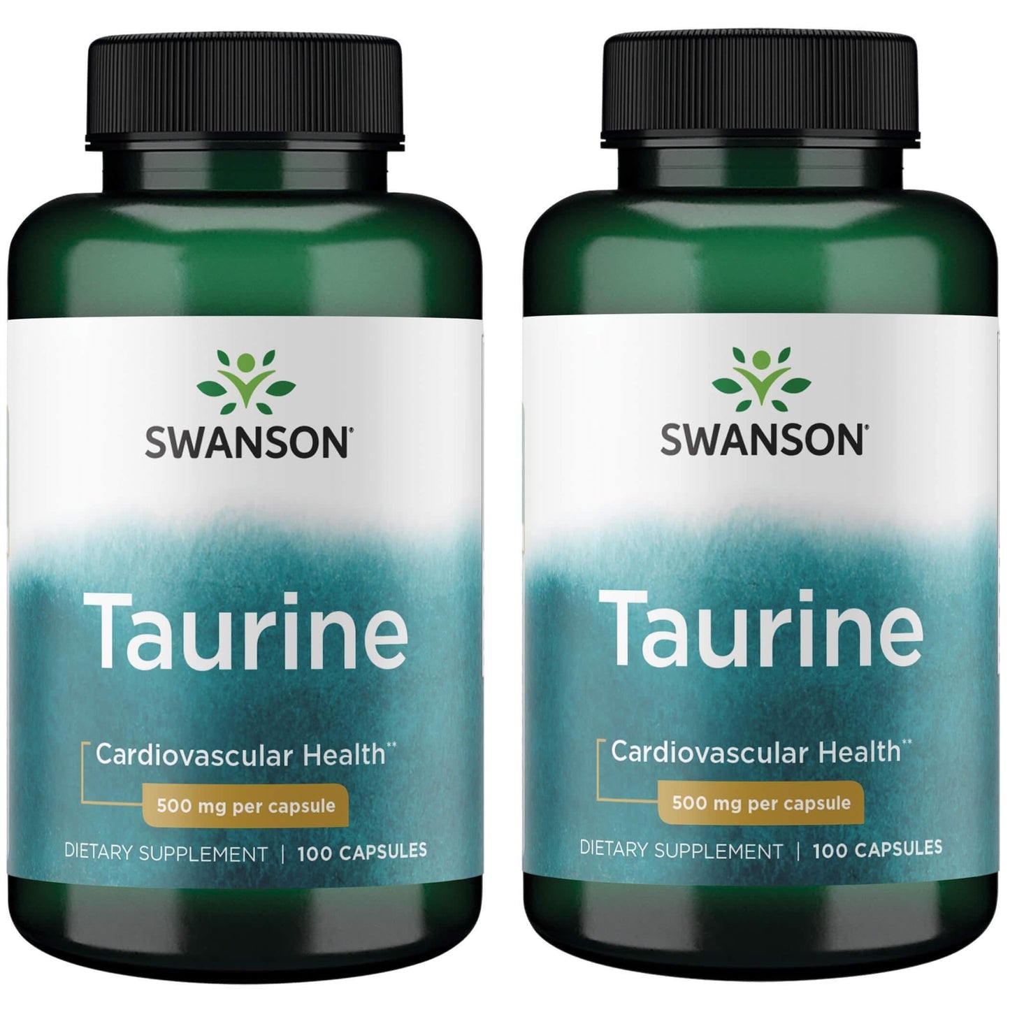 Swanson Taurine – Amino Acid Supplement for Energy, Electrolyte Balance & Heart Health (100 Capsules, 500mg) (2 Pack)