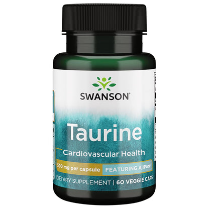 Swanson Taurine Amino Acid Ajipure Pharmaceutical Grade 500 mg, 60 Veg Capsules