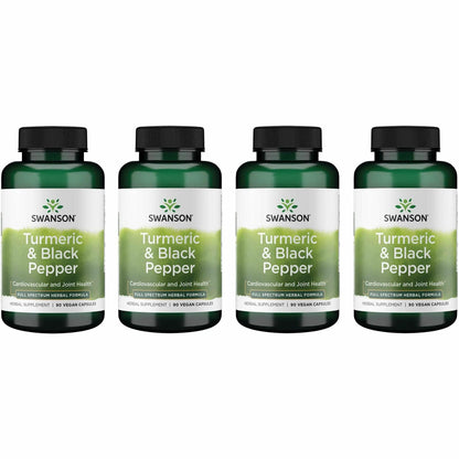 Swanson Premium Turmeric and Black Pepper – Antioxidant Support, Digestion & Joint Comfort – 90 Veg Caps (4 Pack)