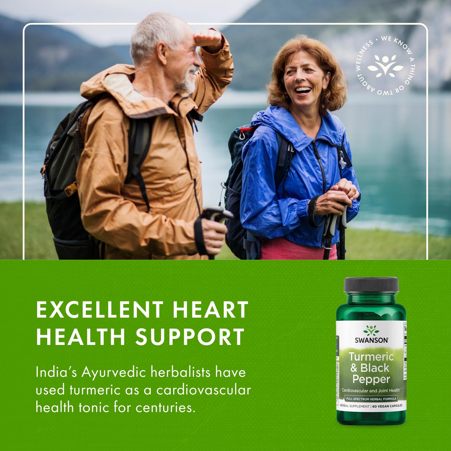 Swanson Turmeric & Black Pepper - Organic Joint, Heart & Digestion Support (60 Veggie Capsules) 4 Pack