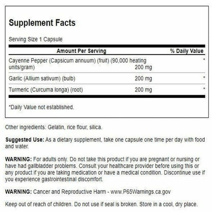 Swanson Full Spectrum Turmeric Garlic & Cayenne 60 Capsules | Cardiovascular Support