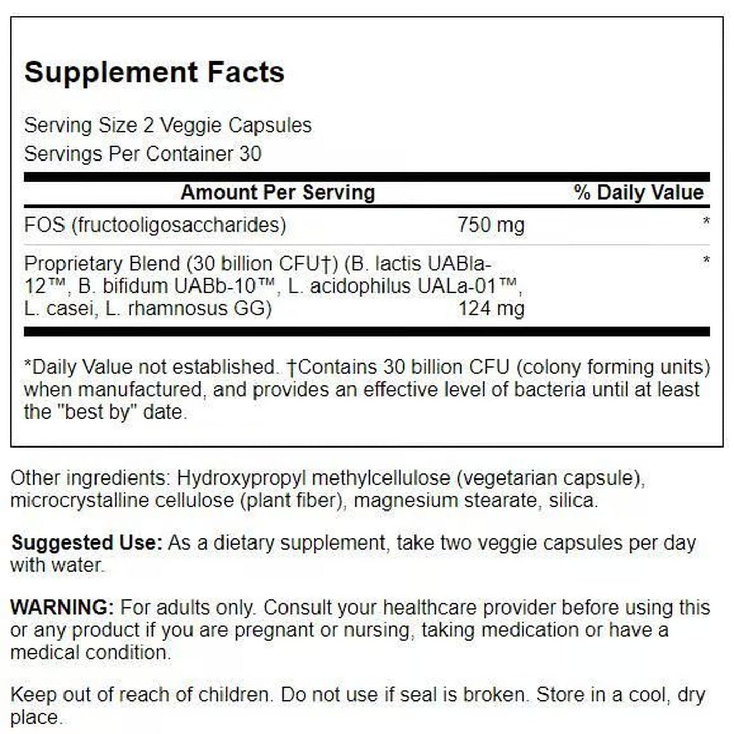 Swanson Ultra Probiotic for Seniors – 30 Billion CFU, 60 Veg Capsules