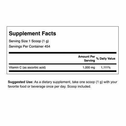 Swanson Vitamin C Powder 100% Pure Ascorbic Acid – Immune Support, Skin & Cardiovascular Health | 1000 mg per Serving, 1 lb, 3 Pack