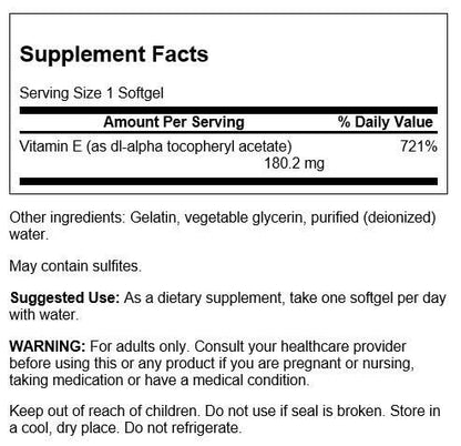 Swanson Vitamin E 400 IU Softgels – 60 Count (268 mg) | Non-GMO