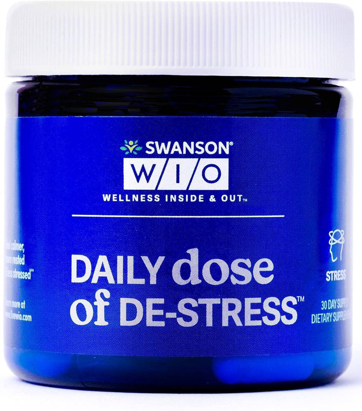 Swanson WIO Daily dose of DE-Stress Stress Support, Relaxation, Feel Calmer, Rest Better, Less Stress, Lactium Milk Protein Peptide, Adaptogen, Wellness, 30 Capsules (30-Day Supply)