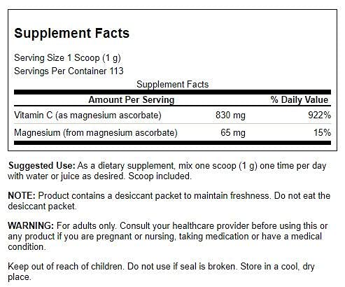 Swanson Buffered C Magnesium Ascorbate Unflavored 4 oz | Vitamin C Supplement