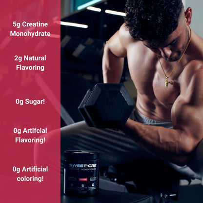 SweetCre Creatine Monohydrate – 5g Powder for Women and Men | Organic Ingredients | Fruit Punch Flavor | 10oz