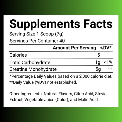 SweetCre Creatine Monohydrate - 5g Powder - Fruit Punch Flavor - 10oz (40 Servings) - GMP-Certified