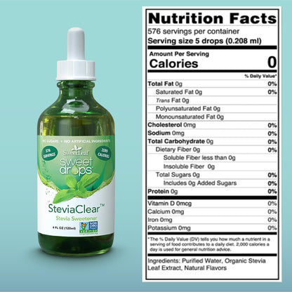 SweetLeaf SteviaClear Sweet Drops – Zero-Calorie Liquid Stevia, No Bitter Aftertaste, Pack of 3 (4 oz each)