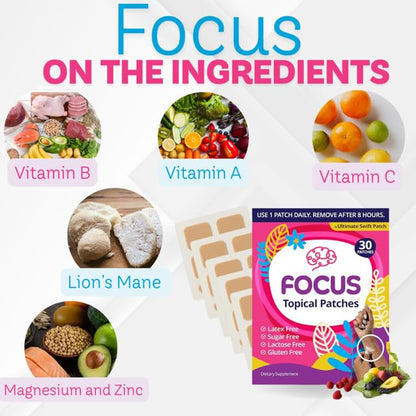 Swift Patch Focus Patch - Adults (30 Day Supply) with 22-Ingredient Proprietary Blend