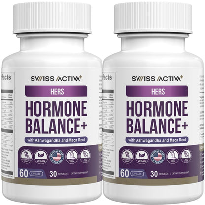 Swiss Activa+ Labs Hormone Balance and Hormone Support for Women | Supplements with Maca, Ashwagandha, Ginseng & B Vitamins | Cortisol Supplements for Women | Energy, Mood & Wellness– 60 Days Supply