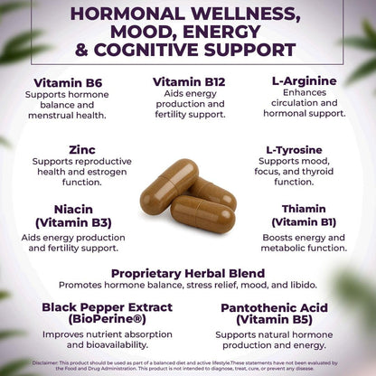 Swiss Activa+ Labs Hormone Balance and Hormone Support for Women | Supplements with Maca, Ashwagandha, Ginseng & B Vitamins | Cortisol Supplements for Women | Energy, Mood & Wellness– 60 Days Supply