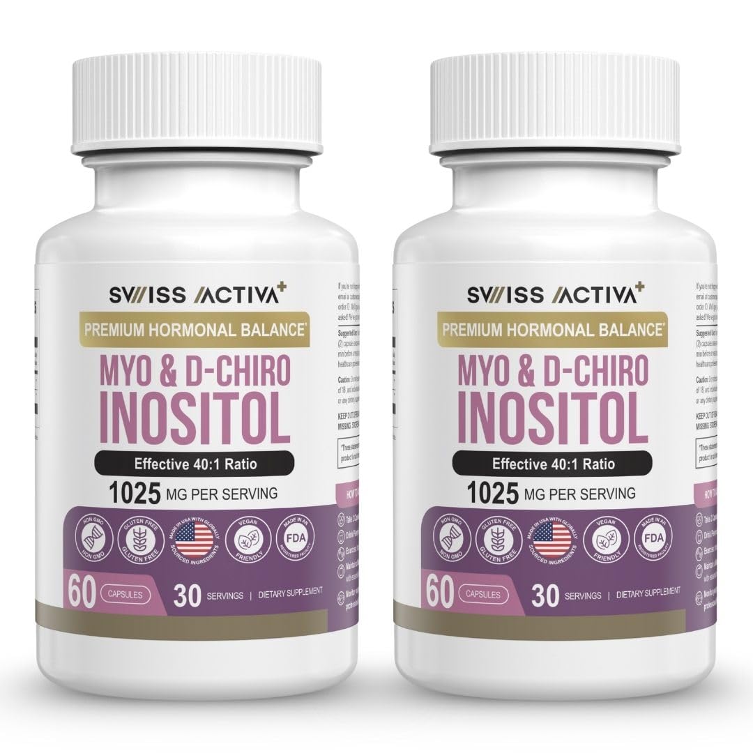 Swiss Activa+ Labs Myo Inositol & D-Chiro Inositol Supplement – Hormone Balance for Women & PCOS (60 Days)