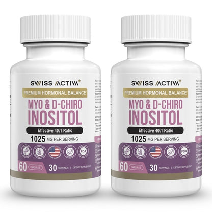 Swiss Activa+ Labs Myo Inositol & D-Chiro Inositol Supplement – Hormone Balance for Women & PCOS (60 Days)