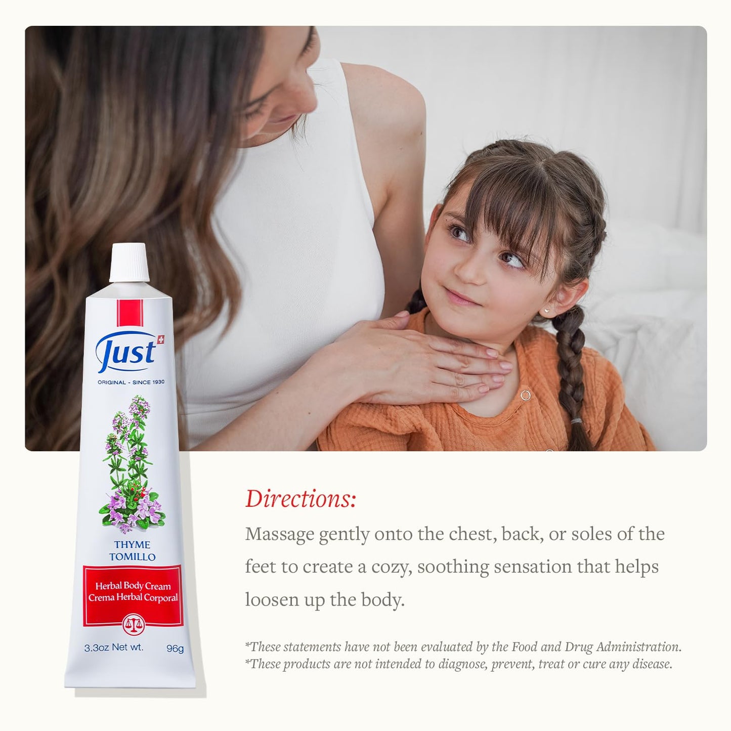 SwissJust Thyme Cream 96g – Massage Cream with Camphor & Essential Oils