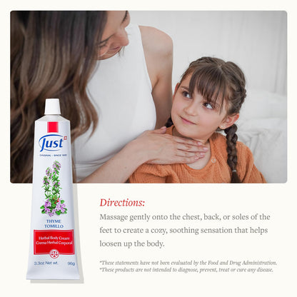 SwissJust Thyme Cream 96g – Massage Cream with Camphor & Essential Oils