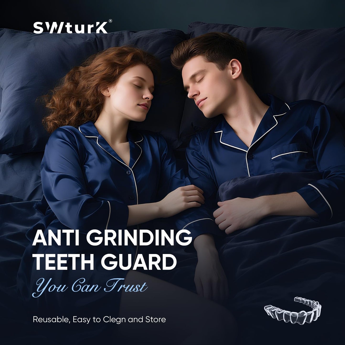 SWturK Mouth Guard for Clenching Teeth at Night – Comfortable & Reusable Teeth Grinding Mouthguards (Includes 4pcs & Travel Case)