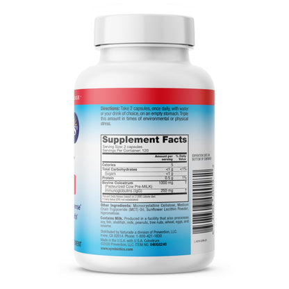 Symbiotics Colostrum 240ct Capsules – Immune Support, 25% IgG, Lactoferrin, Gluten Free