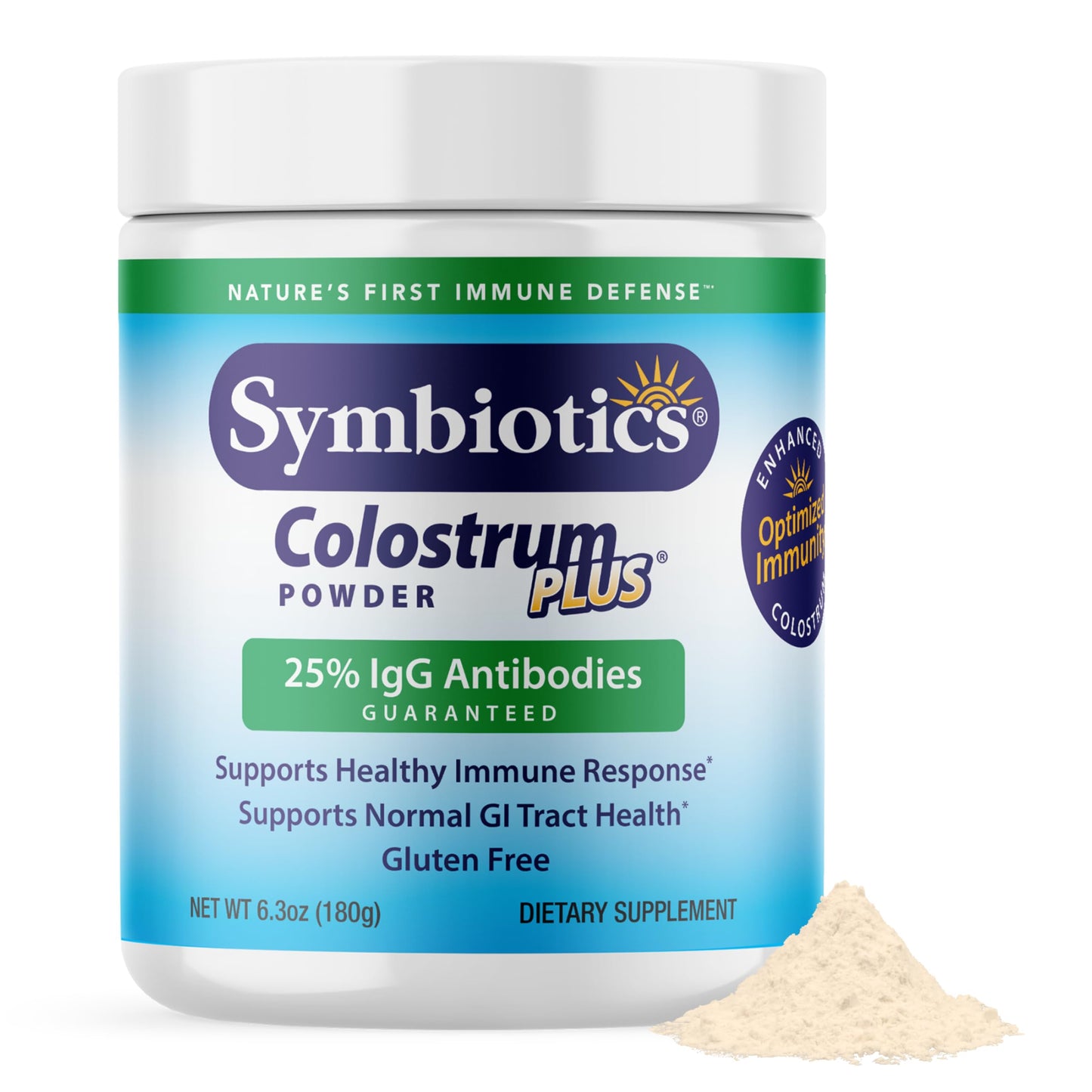Symbiotics Colostrum Plus Powder 6.3 oz – Immune Support, 25% IgG, Gluten Free