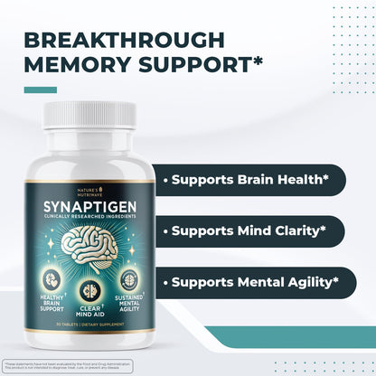 Synaptigen – Natural Probiotic & Inulin Supplement for Daily Wellness | Made in USA, Non-GMO, 30 Tablets