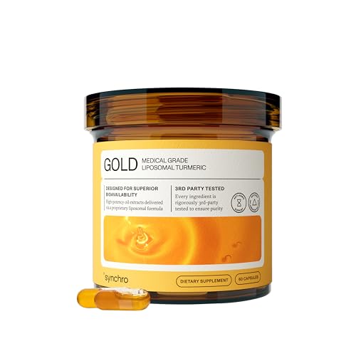 Synchro Gold Liposomal Turmeric 60ct Capsules | Nano-Encapsulated Curcumin + Piperine