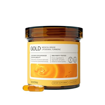 Synchro Gold Liposomal Turmeric 60ct Capsules | Nano-Encapsulated Curcumin + Piperine