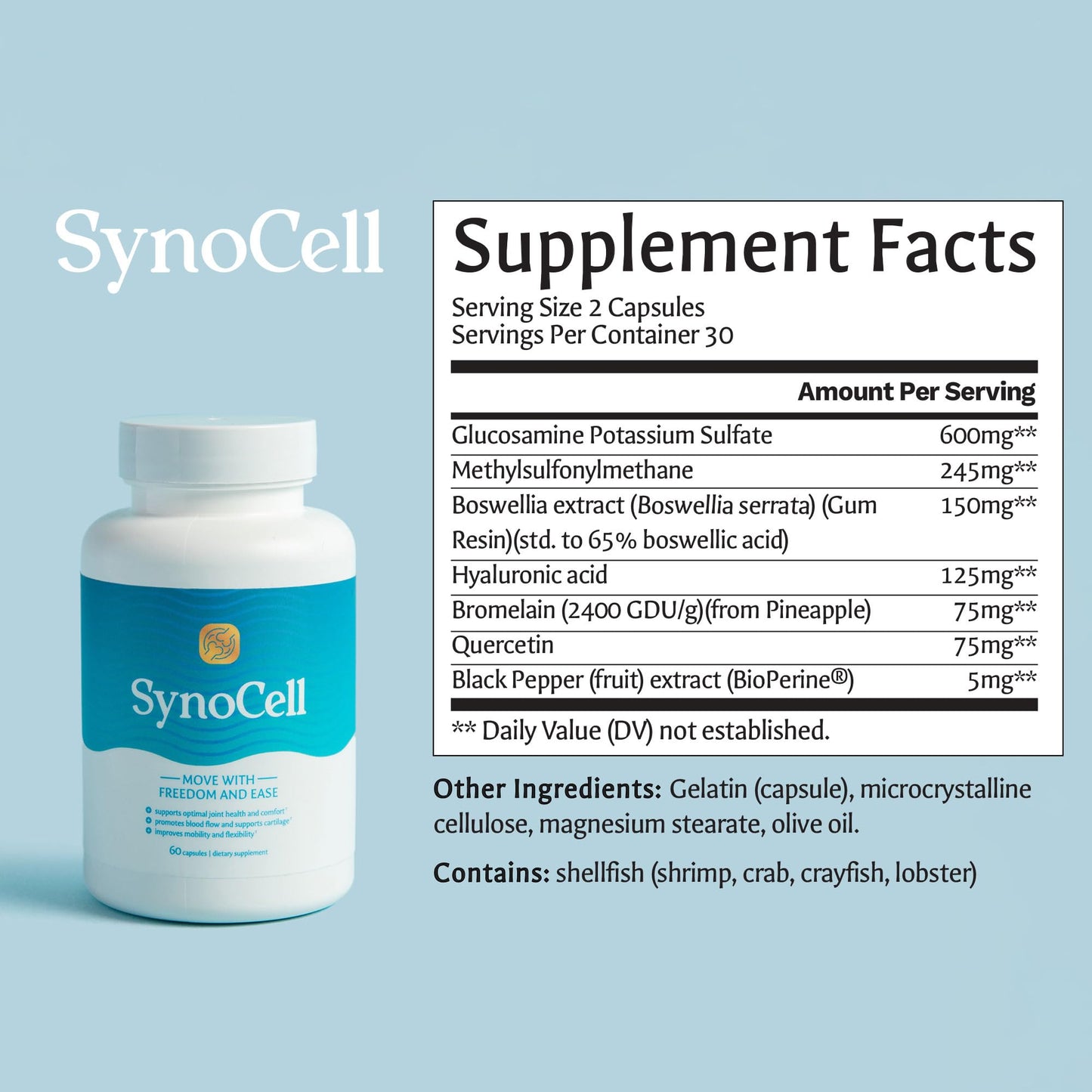Synocell Glucosamine Chondroitin Complex 2-Pack – Joint Support with Boswellia, MSM