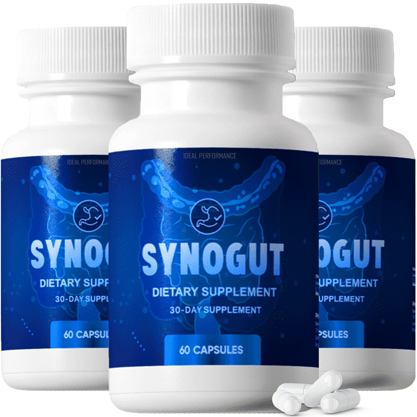 IDEAL PERFORMANCE Synogut Pills - Dietary Supplement for Gut Health (3 Bottles)