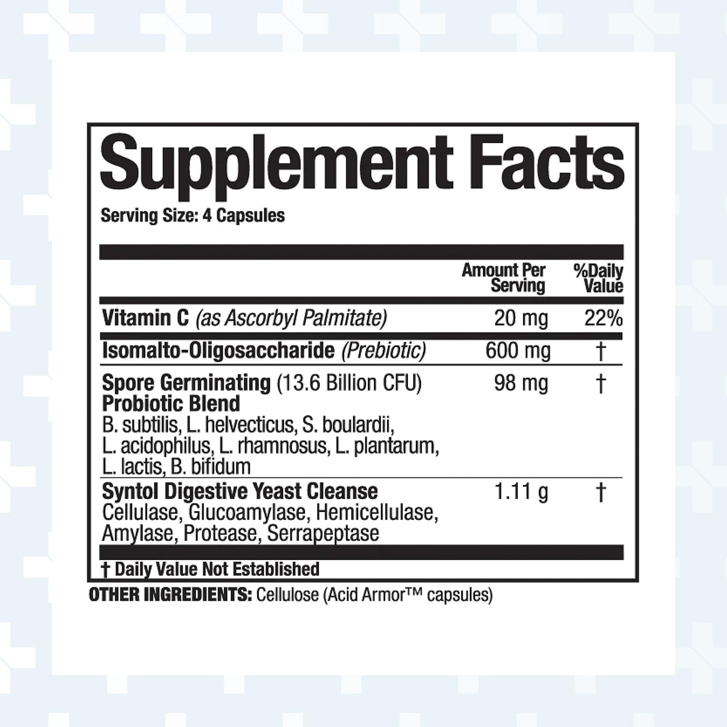 Arthur Andrew Medical Syntol 3-in-1 Probiotics, Prebiotic Fiber & Enzymes – 180 Capsules
