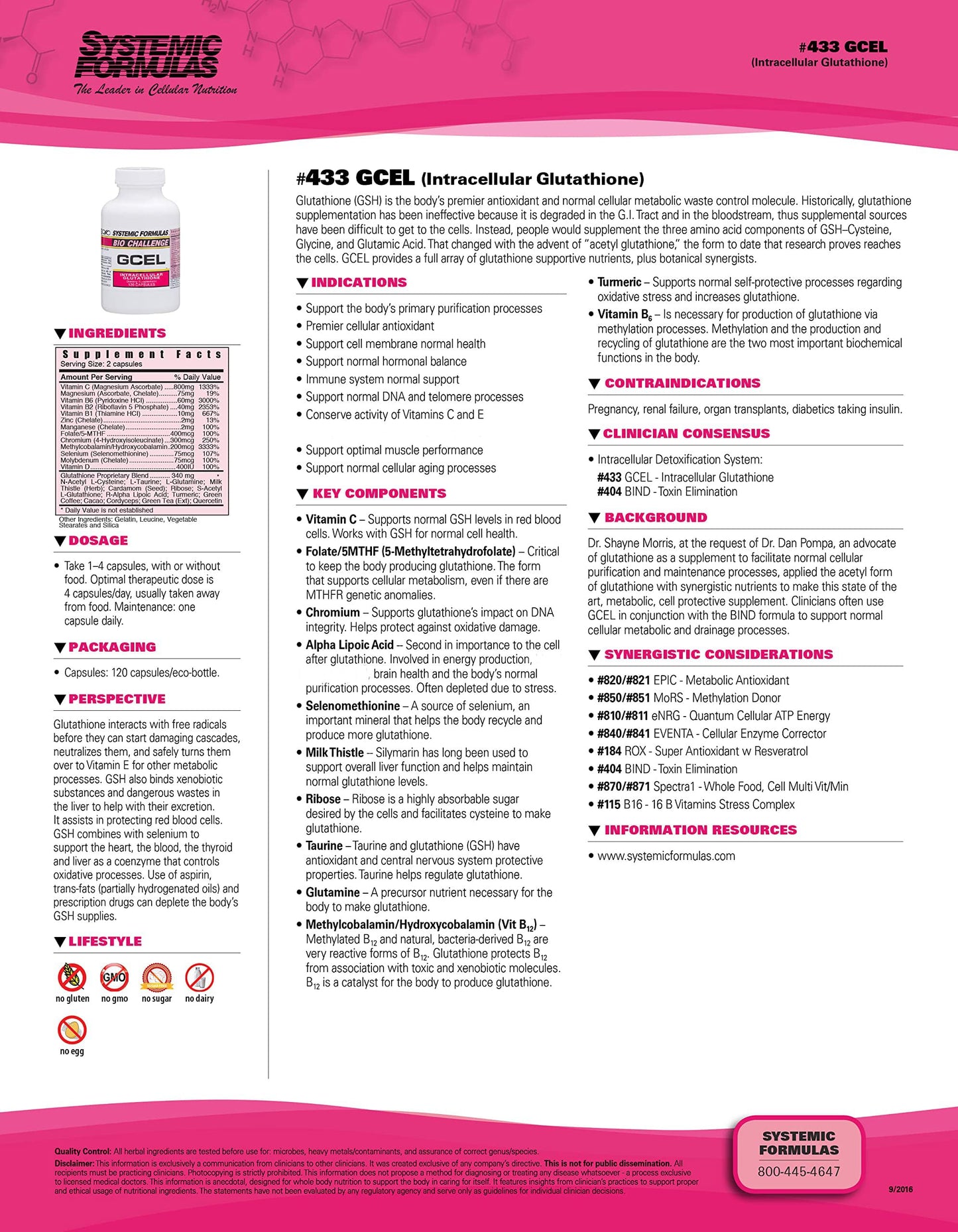 Systemic Formulas GCEL #433 – Master Antioxidant for Cellular Health